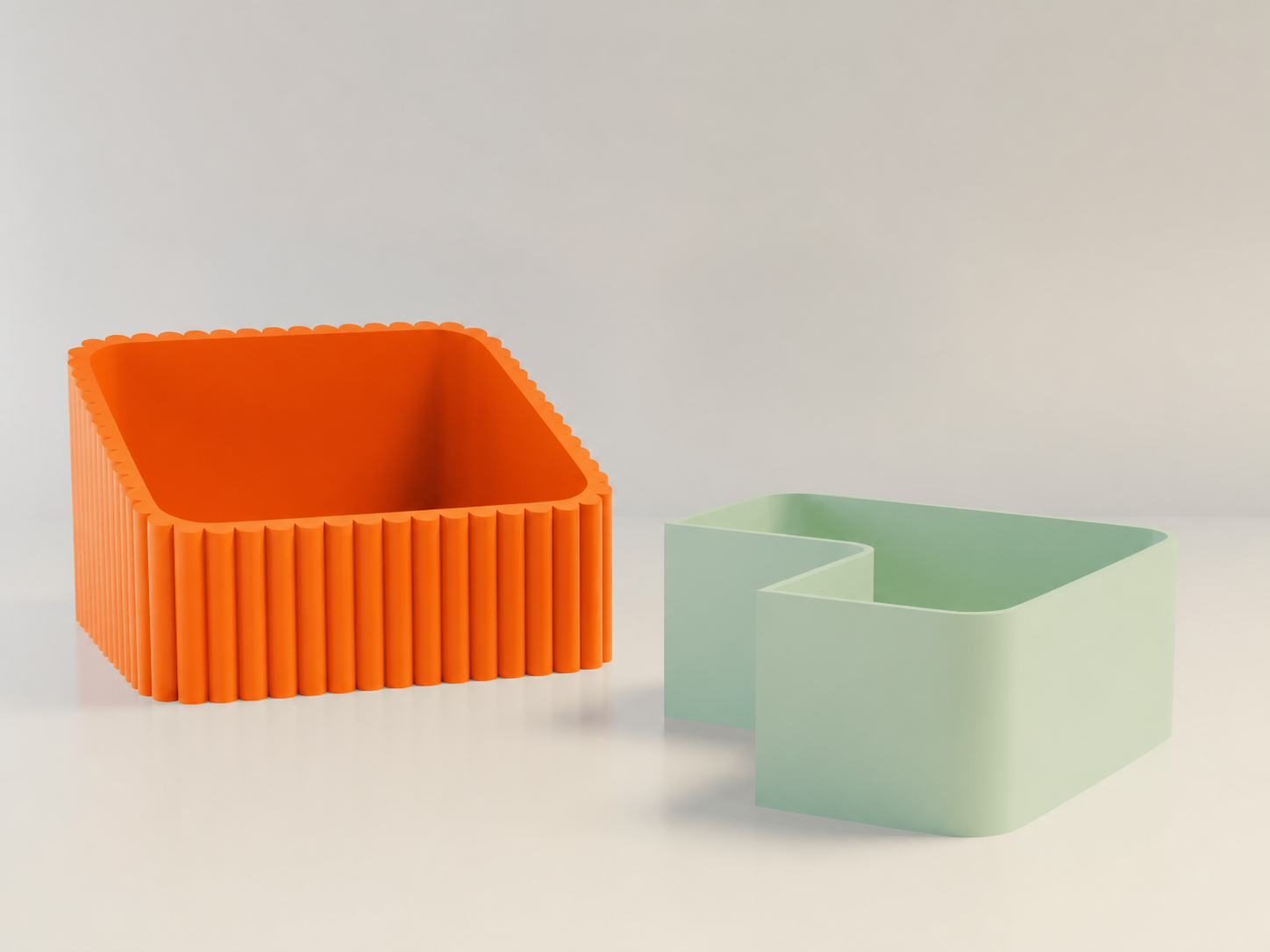3D Baskı Fıstık Kasesi - Çift Hazneli Kabuk Ayırıcı Sunum Kasesi - Turuncu Mint