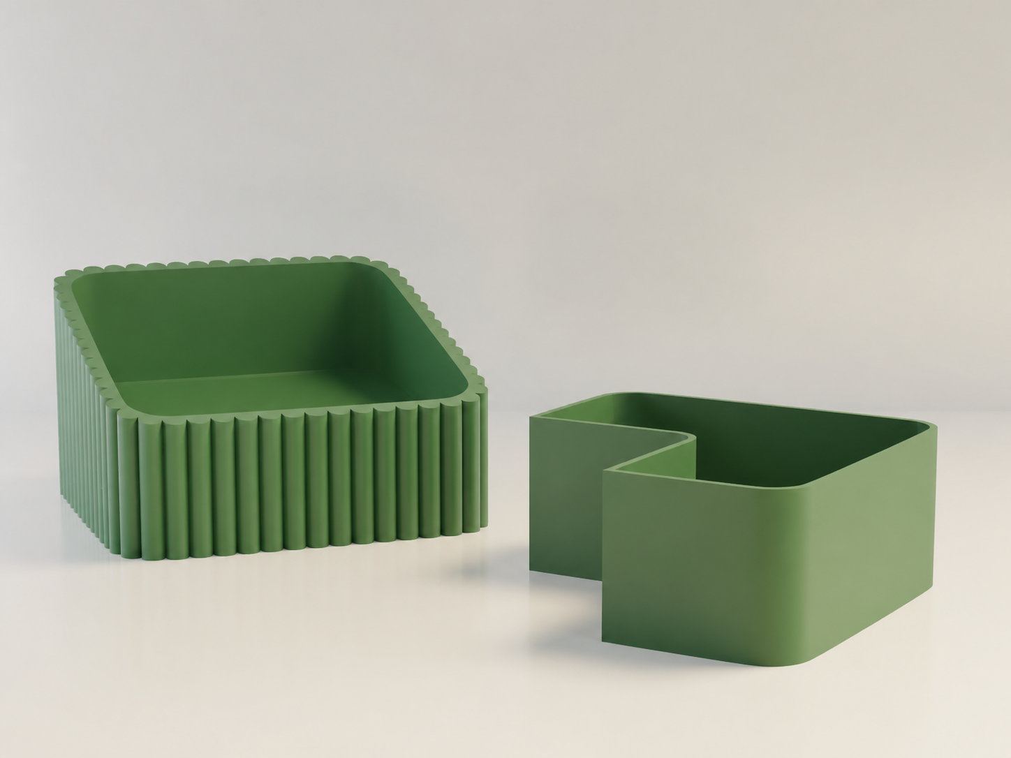 3D Baskı Fıstık Kasesi - Çift Hazneli Kabuk Ayırıcı Sunum Kasesi - Yeşil Yeşil