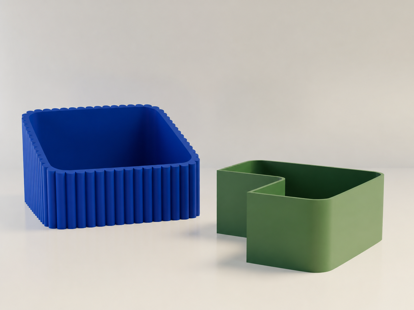 3D Baskı Fıstık Kasesi - Çift Hazneli Kabuk Ayırıcı Sunum Kasesi - Mavi Yeşil