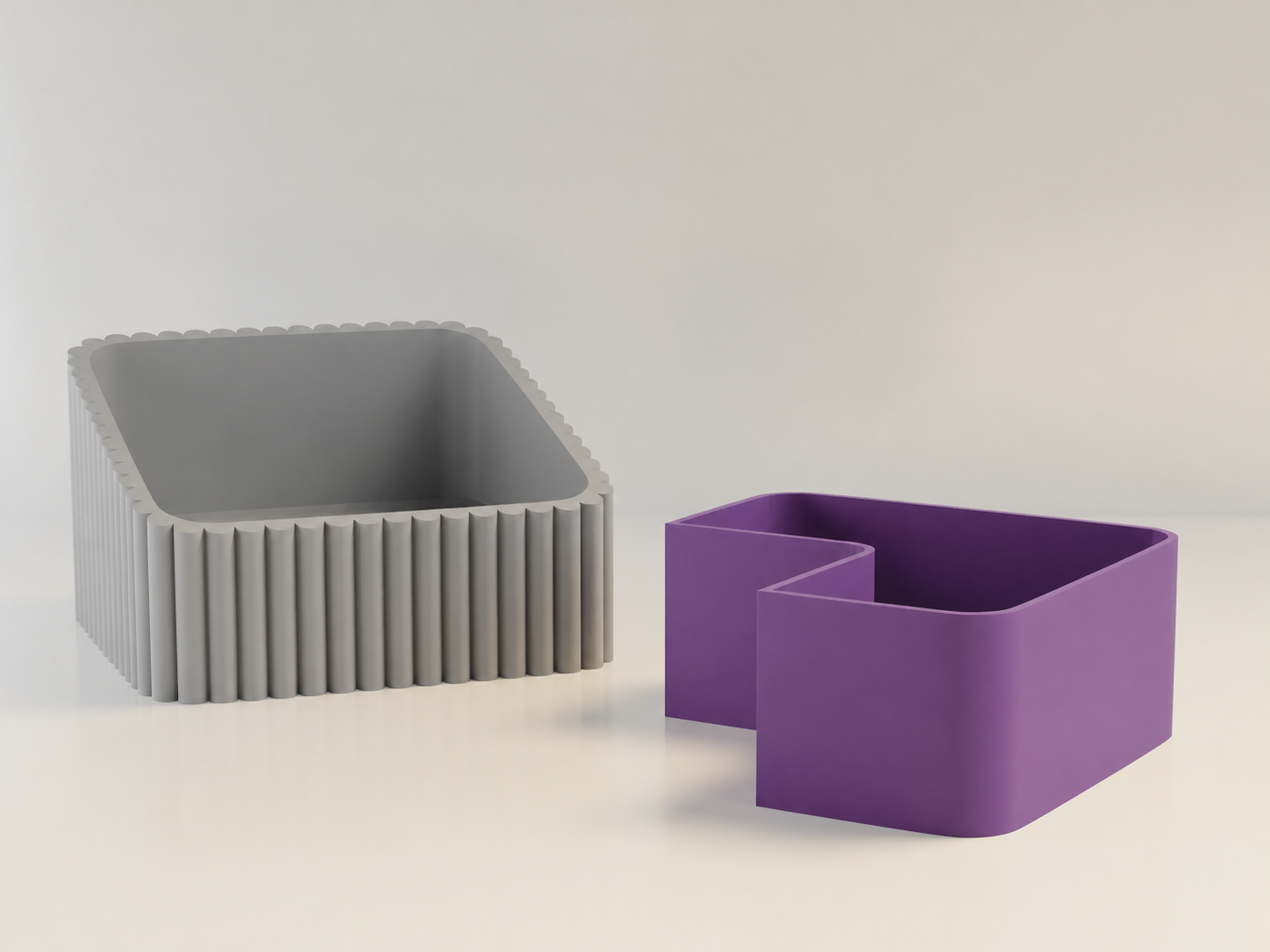 3D Baskı Fıstık Kasesi - Çift Hazneli Kabuk Ayırıcı Sunum Kasesi - Gri Mor