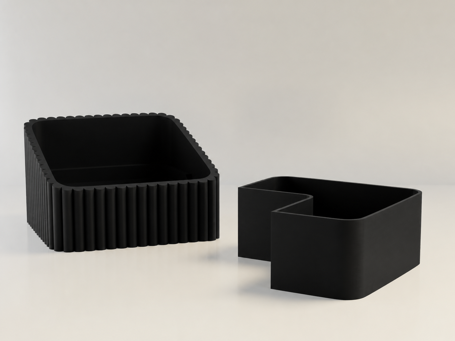 3D Baskı Fıstık Kasesi - Çift Hazneli Kabuk Ayırıcı Sunum Kasesi - Siyah Siyah