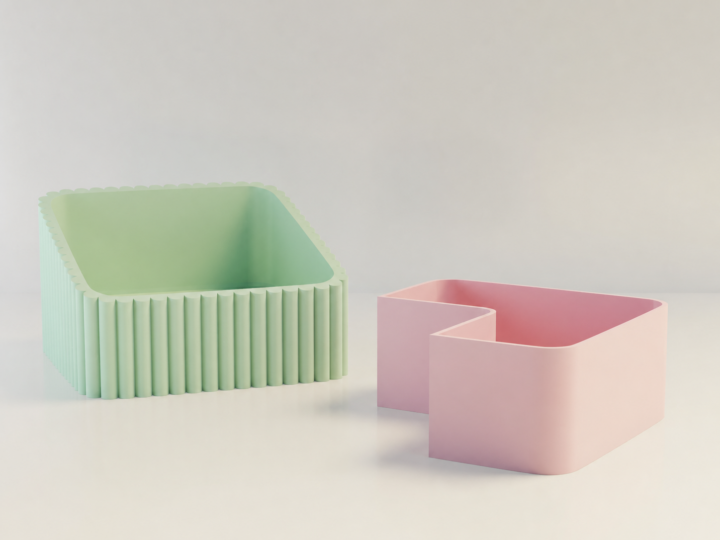 3D Baskı Fıstık Kasesi - Çift Hazneli Kabuk Ayırıcı Sunum Kasesi - Mint Pembe