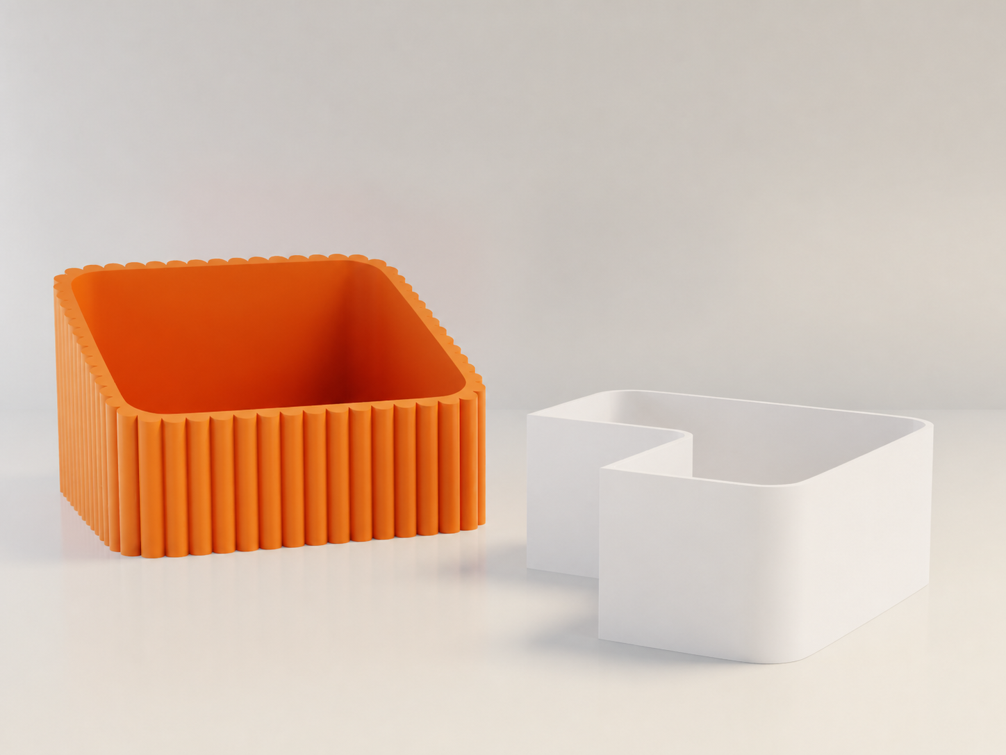 3D Baskı Fıstık Kasesi - Çift Hazneli Kabuk Ayırıcı Sunum Kasesi - Turuncu Beyaz