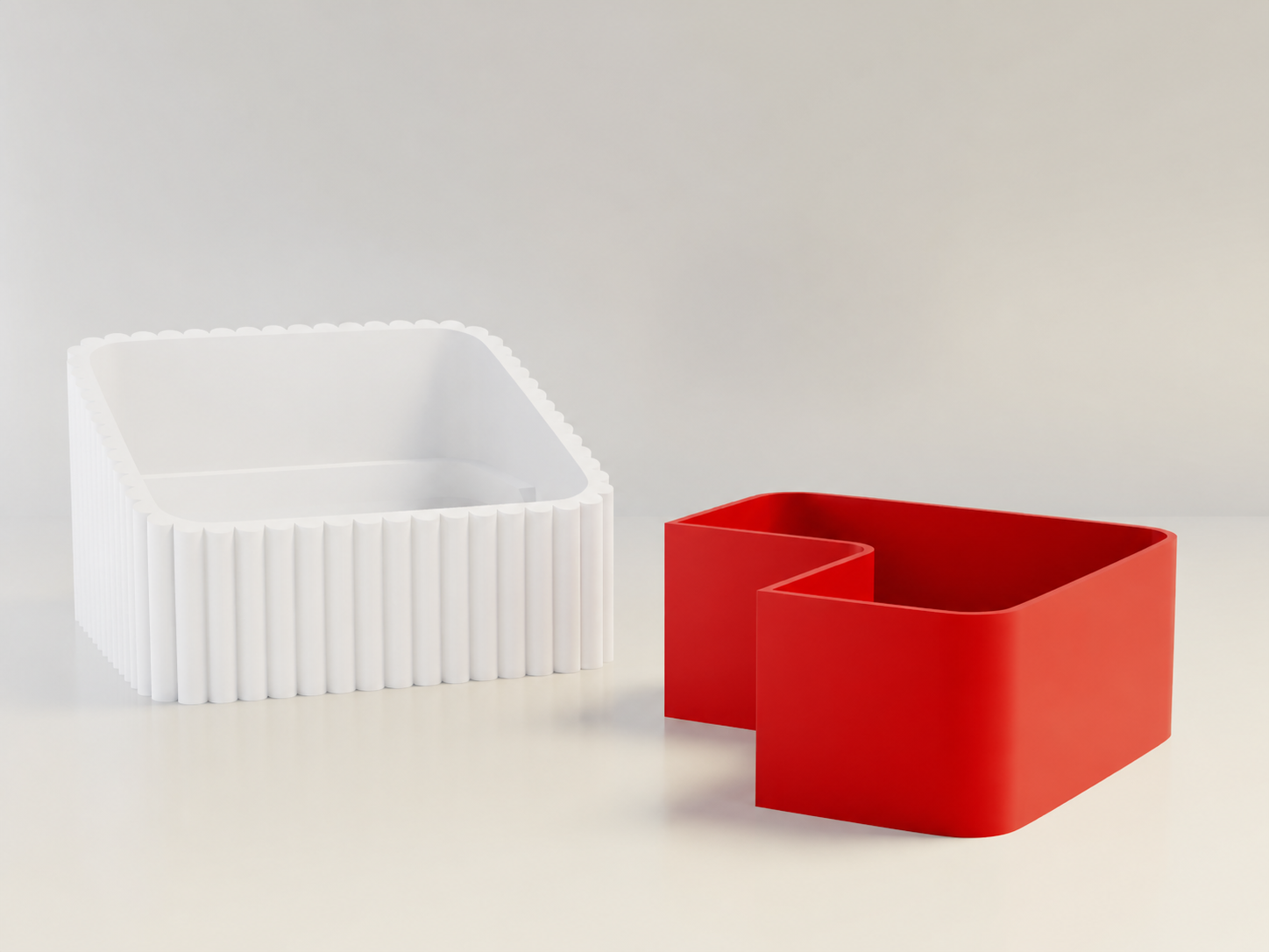 3D Baskı Fıstık Kasesi - Çift Hazneli Kabuk Ayırıcı Sunum Kasesi - Beyaz Kırmızı