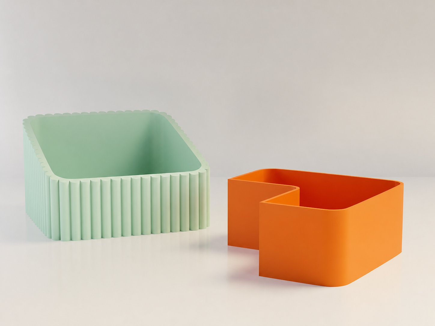 3D Baskı Fıstık Kasesi - Çift Hazneli Kabuk Ayırıcı Sunum Kasesi - Mint Turuncu