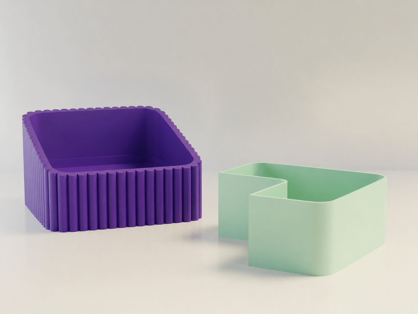 3D Baskı Fıstık Kasesi - Çift Hazneli Kabuk Ayırıcı Sunum Kasesi - Mor Mint