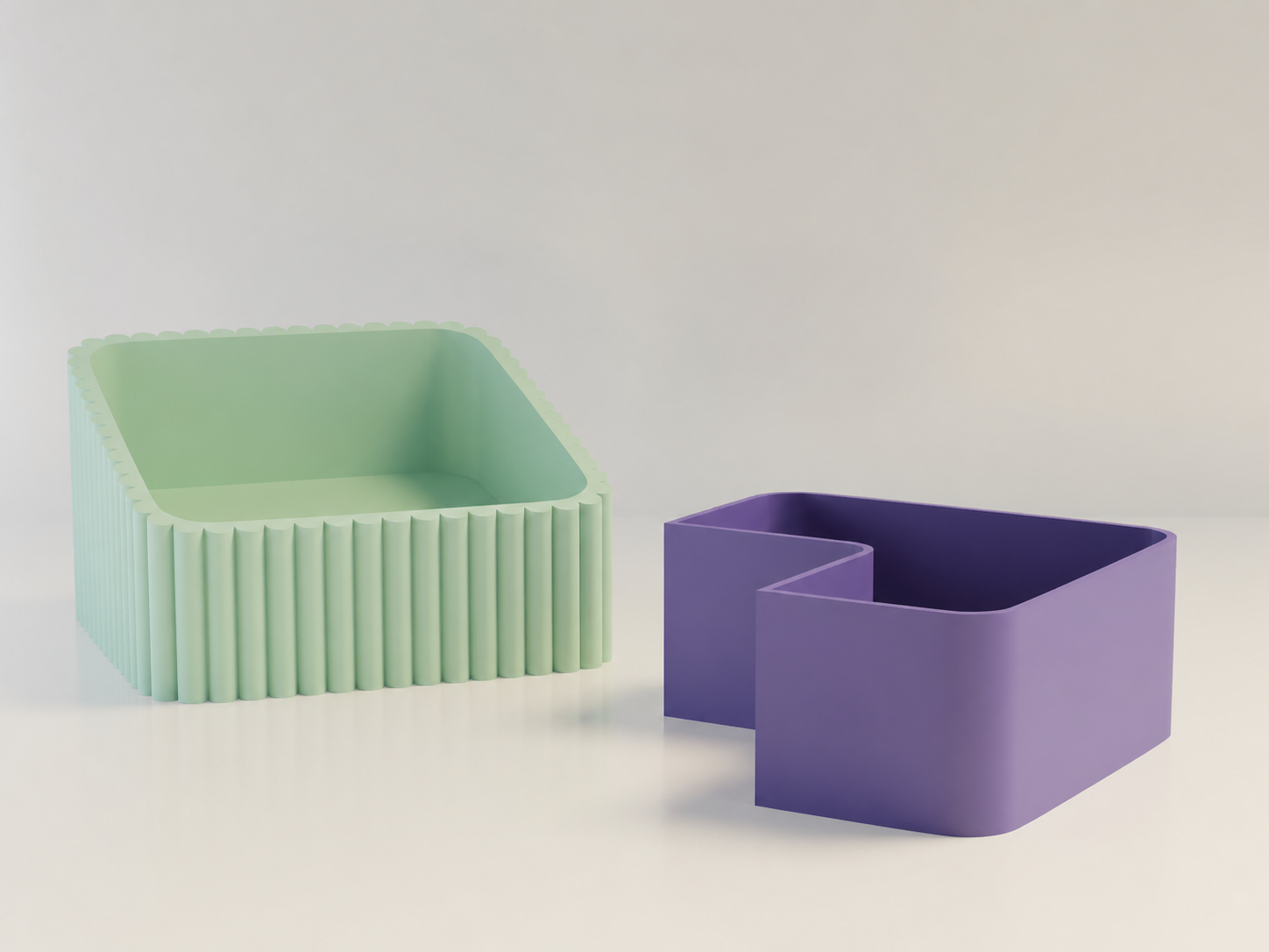 3D Baskı Fıstık Kasesi - Çift Hazneli Kabuk Ayırıcı Sunum Kasesi - Mint Mor