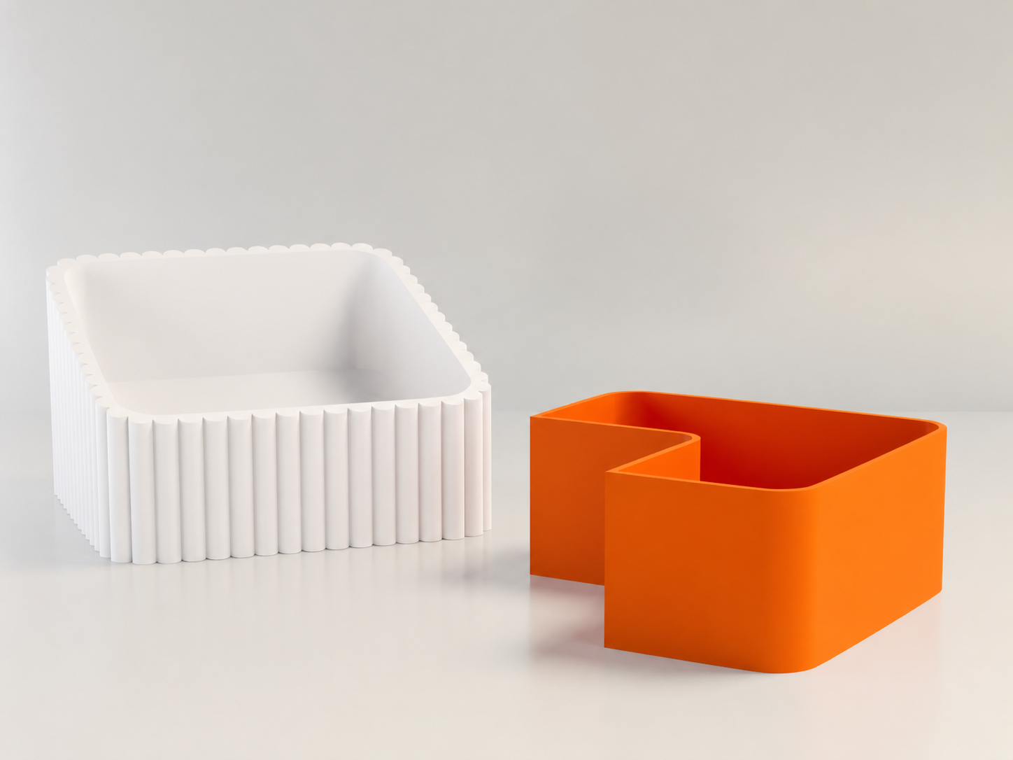 3D Baskı Fıstık Kasesi - Çift Hazneli Kabuk Ayırıcı Sunum Kasesi - Beyaz Turuncu