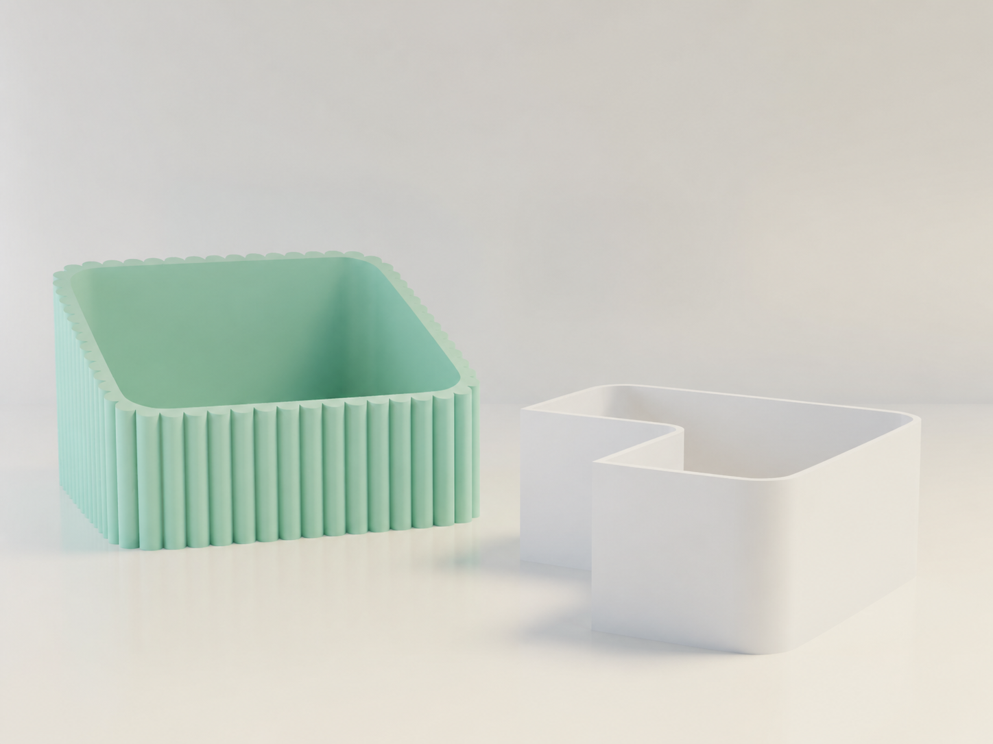 3D Baskı Fıstık Kasesi - Çift Hazneli Kabuk Ayırıcı Sunum Kasesi - Mint Beyaz