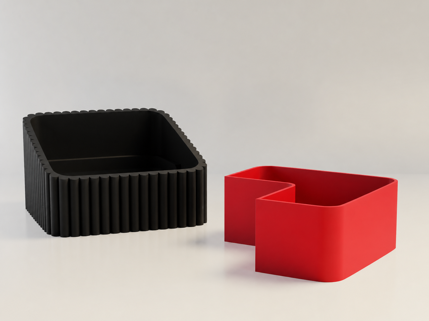3D Baskı Fıstık Kasesi - Çift Hazneli Kabuk Ayırıcı Sunum Kasesi - Siyah Kırmızı