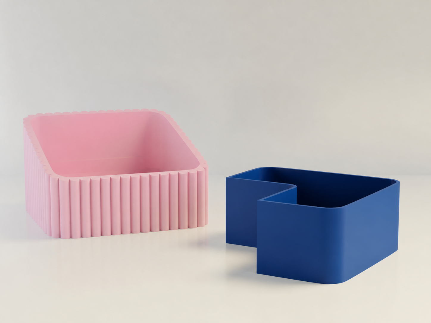 3D Baskı Fıstık Kasesi - Çift Hazneli Kabuk Ayırıcı Sunum Kasesi - Pembe Mavi