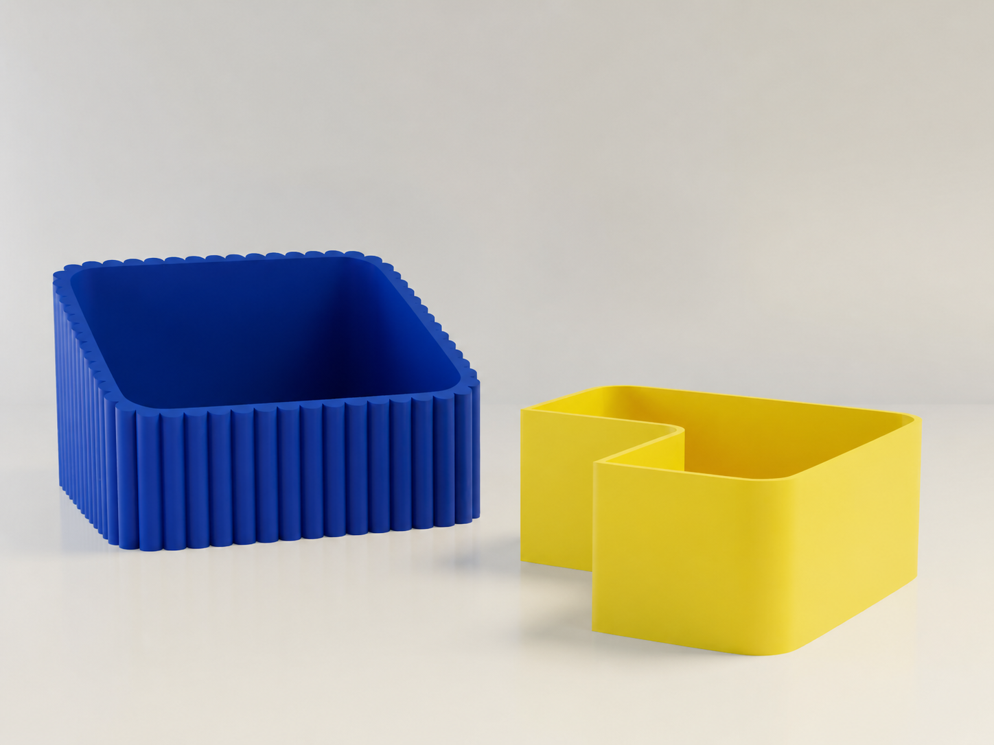 3D Baskı Fıstık Kasesi - Çift Hazneli Kabuk Ayırıcı Sunum Kasesi - Mavi Sarı