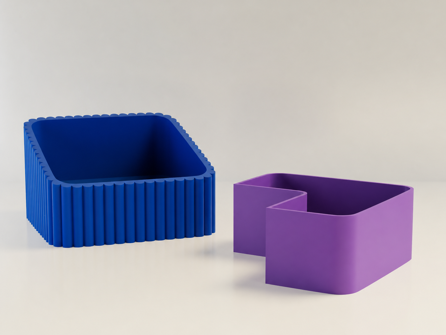 3D Baskı Fıstık Kasesi - Çift Hazneli Kabuk Ayırıcı Sunum Kasesi - Mavi Mor