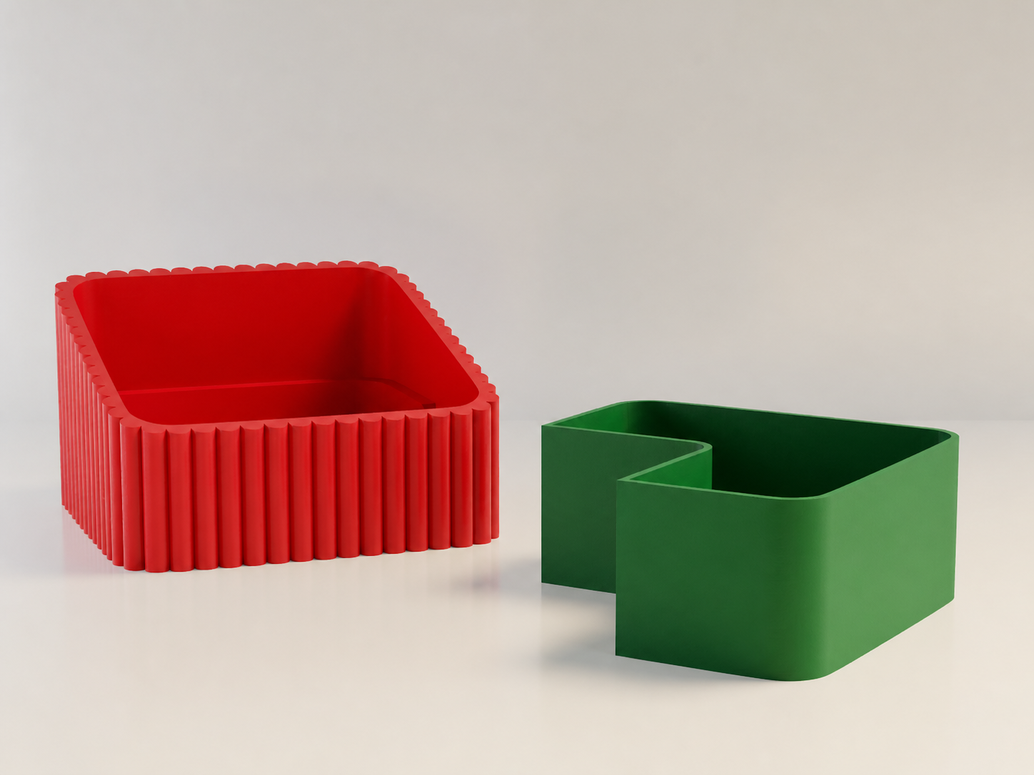 3D Baskı Fıstık Kasesi - Çift Hazneli Kabuk Ayırıcı Sunum Kasesi - Kırmızı Yeşil