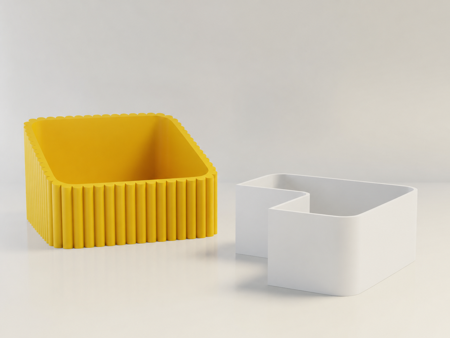 3D Baskı Fıstık Kasesi - Çift Hazneli Kabuk Ayırıcı Sunum Kasesi - Sarı Beyaz