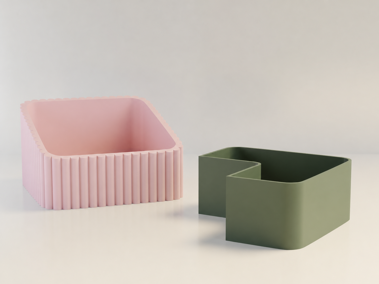 3D Baskı Fıstık Kasesi - Çift Hazneli Kabuk Ayırıcı Sunum Kasesi - Pembe Yeşil