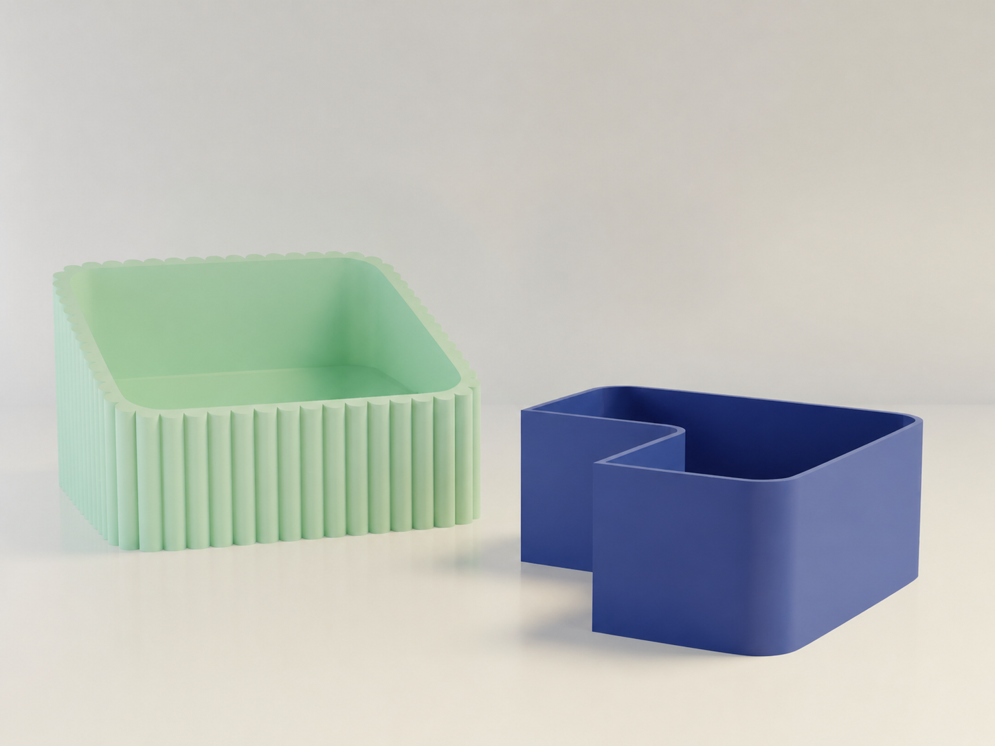 3D Baskı Fıstık Kasesi - Çift Hazneli Kabuk Ayırıcı Sunum Kasesi - Mint Mavi