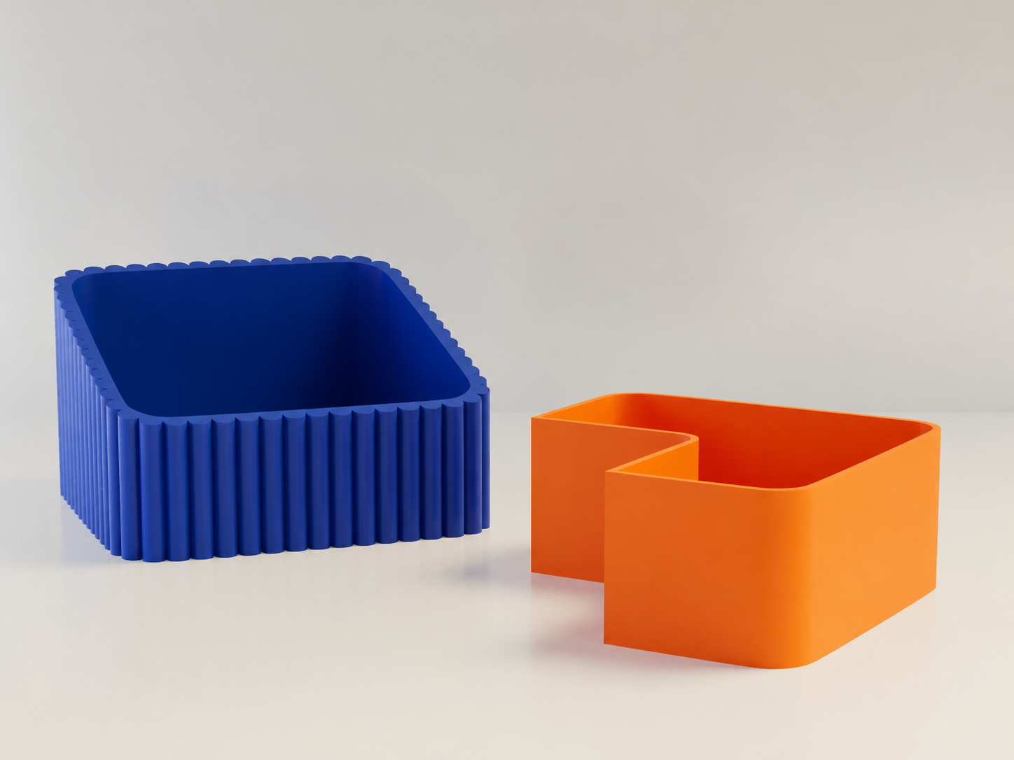 3D Baskı Fıstık Kasesi - Çift Hazneli Kabuk Ayırıcı Sunum Kasesi - Mavi Turuncu