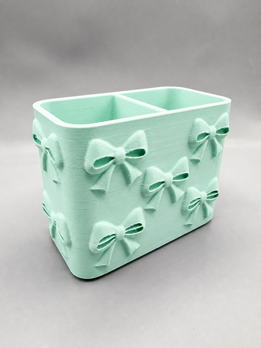 3D Baskı Fiyonk Desenli Bölmeli Kalemlik - Masaüstü Organizer - Mint