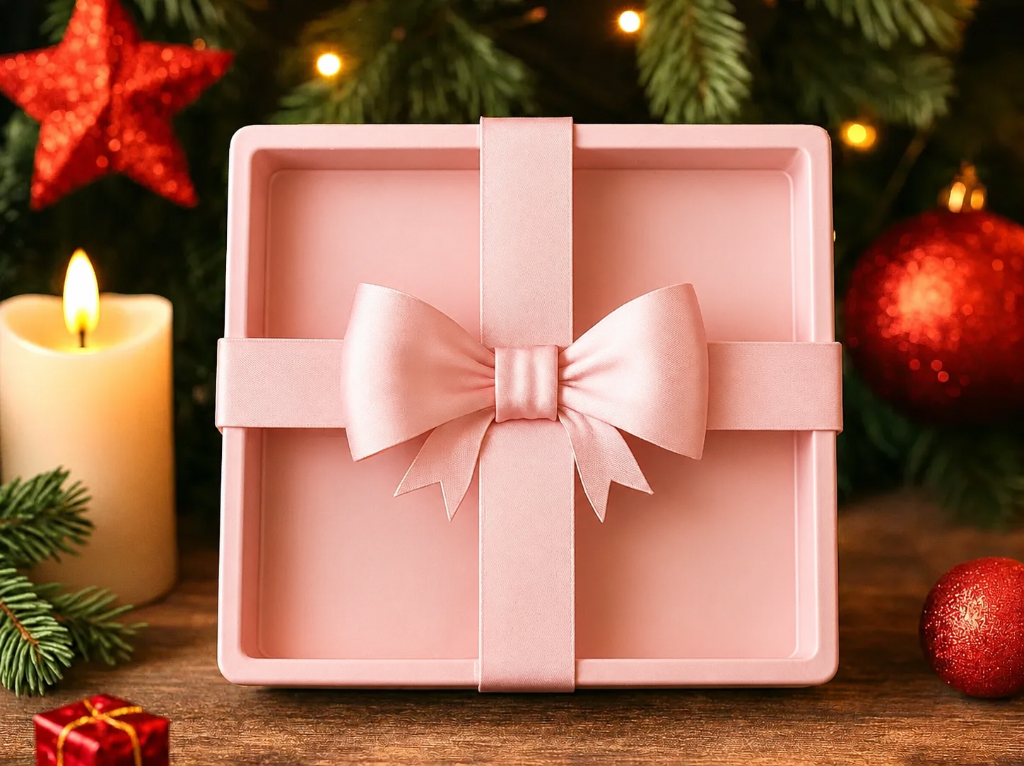 3D Baskı Fiyonklu Hediye Kutusu - Dekoratif Sunum ve Saklama Kutusu-Pembe