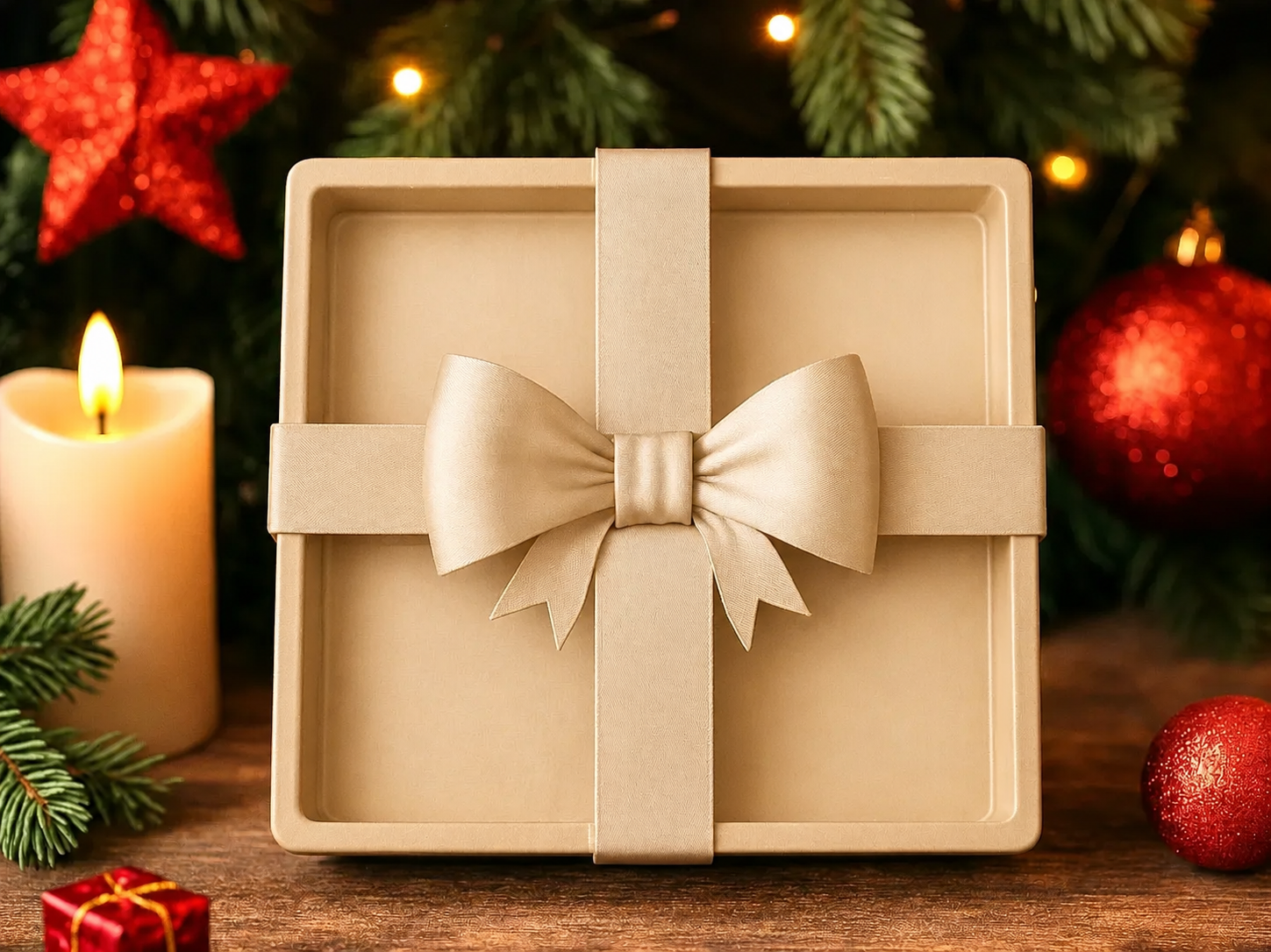 3D Baskı Fiyonklu Hediye Kutusu - Dekoratif Sunum ve Saklama Kutusu-Bej