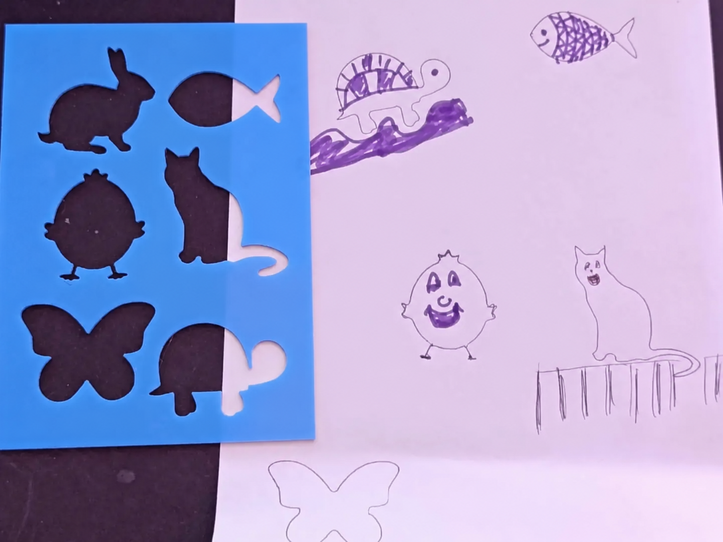 3D Baskı Hayvan Figürleri Çizim Şablonu - Çoklu Desen Kalıbı - Mavi