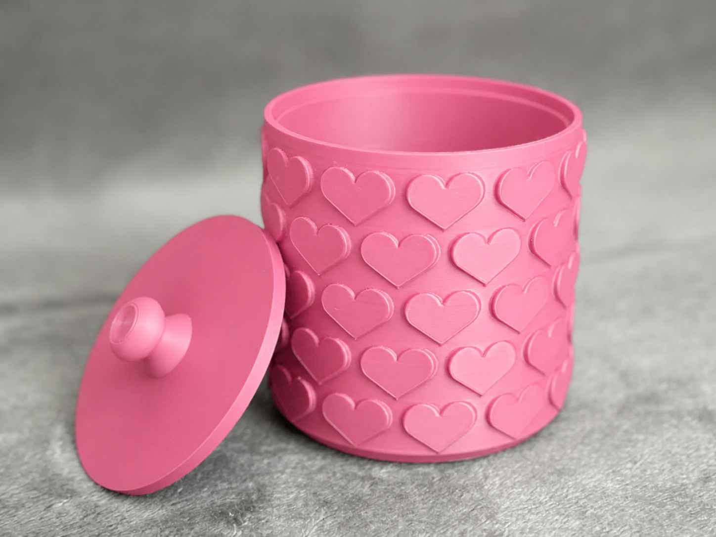 3D Baskı Kalp Desenli Kapaklı Saklama Kutusu - İki Renkli Organizer - Pembe