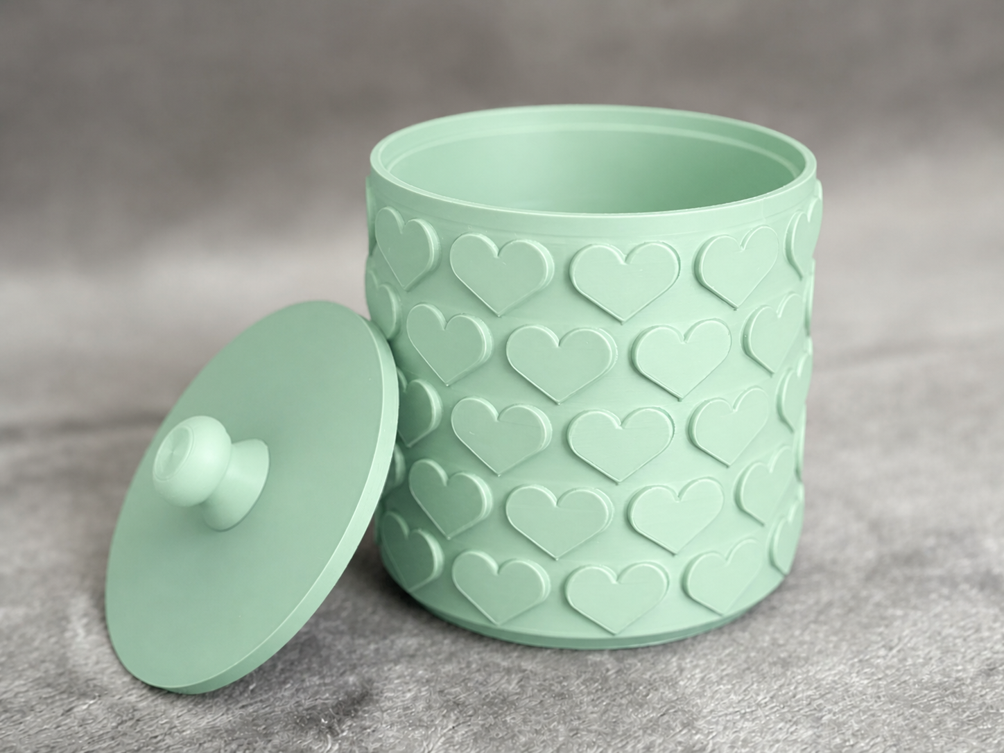 3D Baskı Kalp Desenli Kapaklı Saklama Kutusu - İki Renkli Organizer - Mint