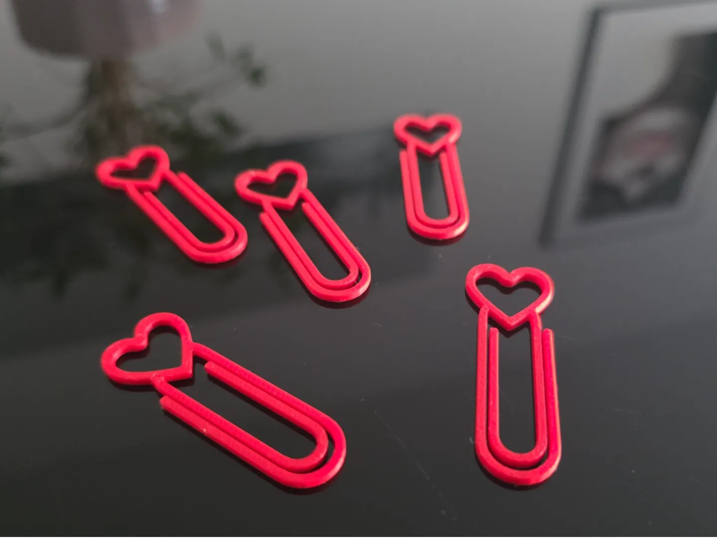 3D Baskı Kalp Figürlü Ataç - 10lu Set - Kırmızı