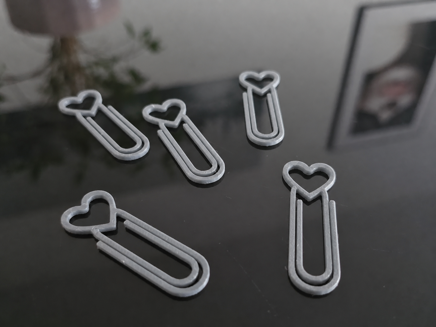 3D Baskı Kalp Figürlü Ataç - 10lu Set - Gri