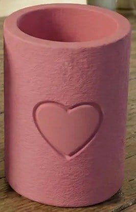 3D Baskı Kalp Motifli Silindir Kalemlik Makyaj Fırçası Organizeri Kabartma Kalpli Masaüstü - Pembe
