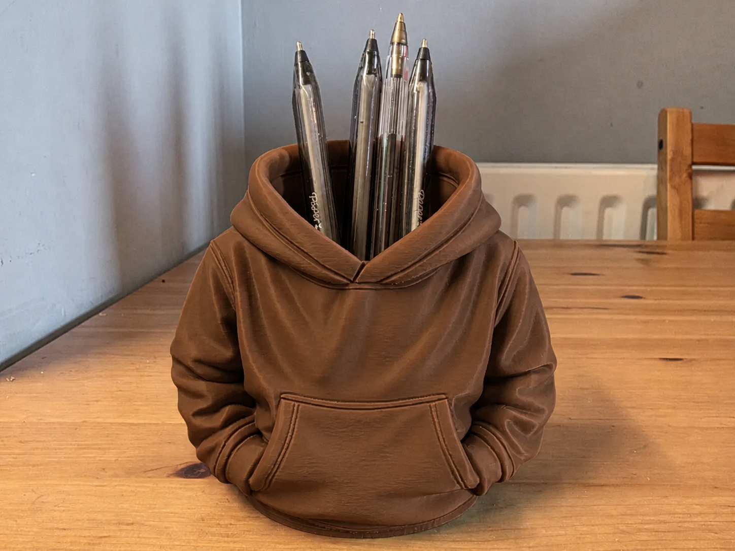 3D Baskı Kapüşonlu Sweatshirt Kalemlik - Masaüstü Organizer-Kahverengi