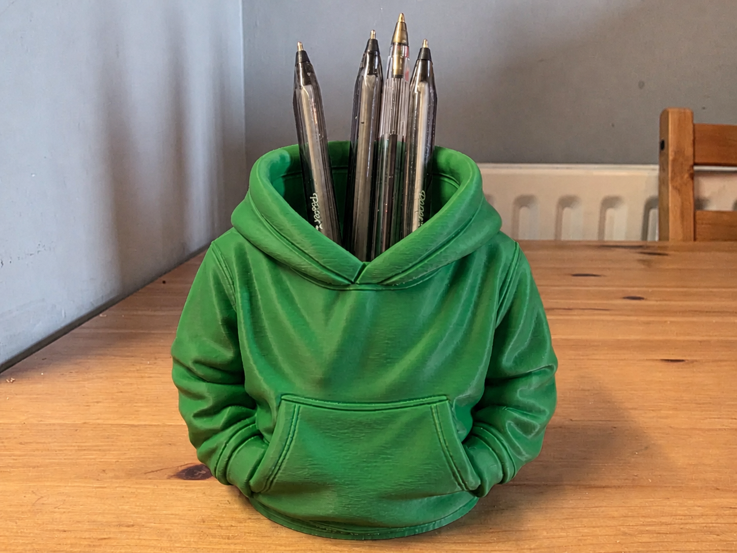 3D Baskı Kapüşonlu Sweatshirt Kalemlik - Masaüstü Organizer-Yeşil