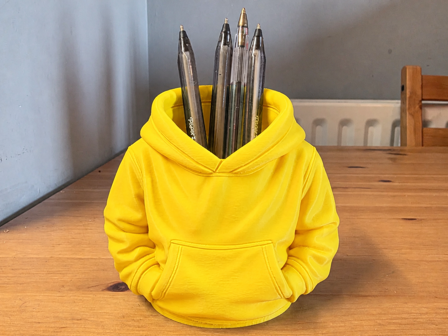 3D Baskı Kapüşonlu Sweatshirt Kalemlik - Masaüstü Organizer-Sarı