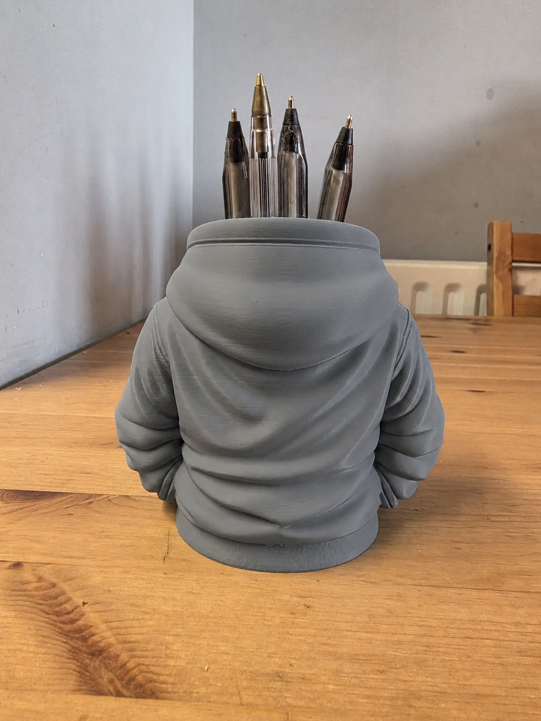 3D Baskı Kapüşonlu Sweatshirt Kalemlik - Masaüstü Organizer-Gri