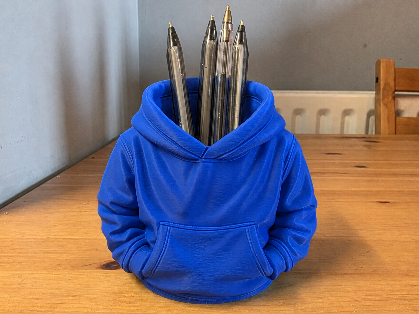 3D Baskı Kapüşonlu Sweatshirt Kalemlik - Masaüstü Organizer-Mavi