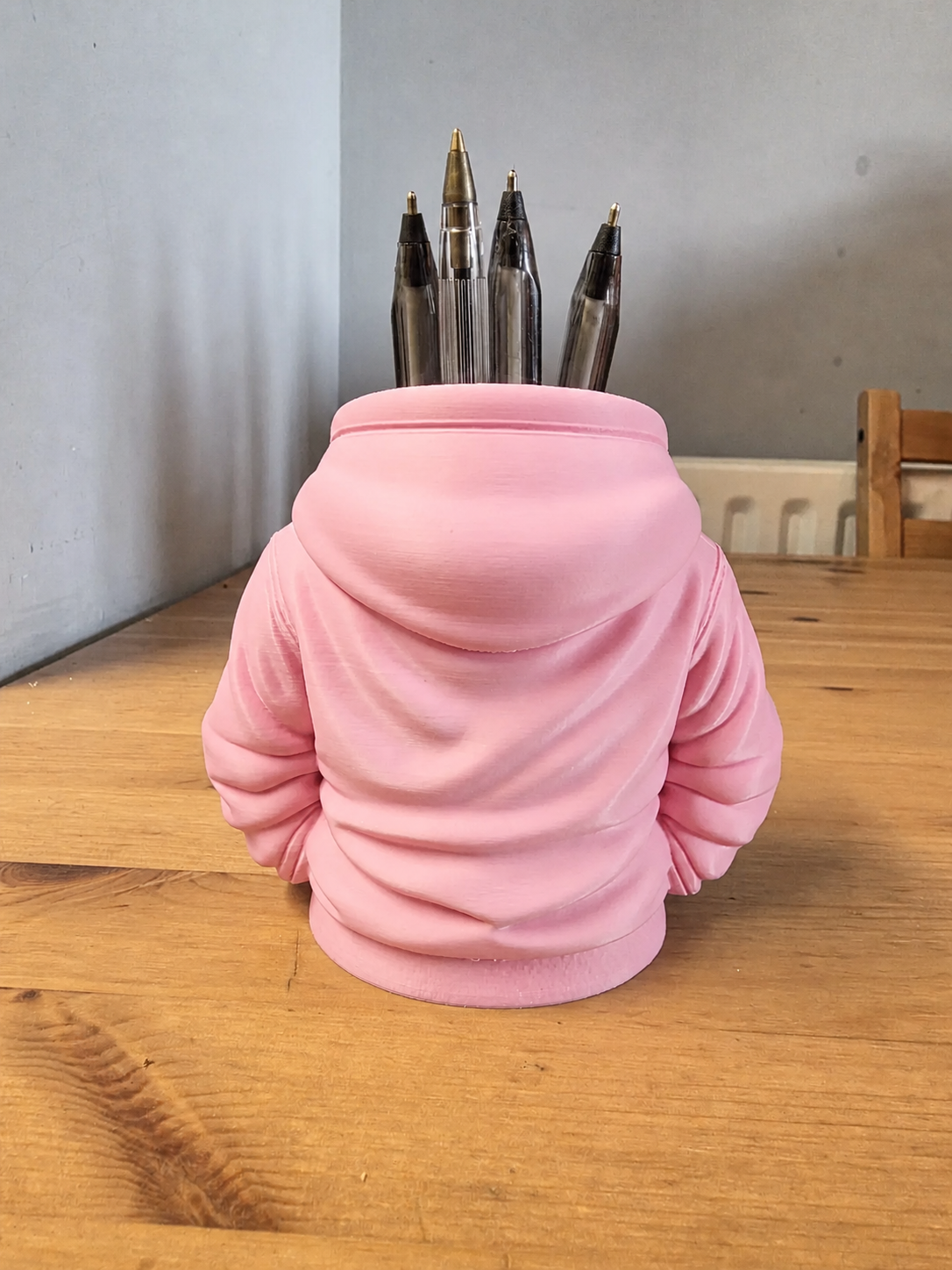 3D Baskı Kapüşonlu Sweatshirt Kalemlik - Masaüstü Organizer-Pembe
