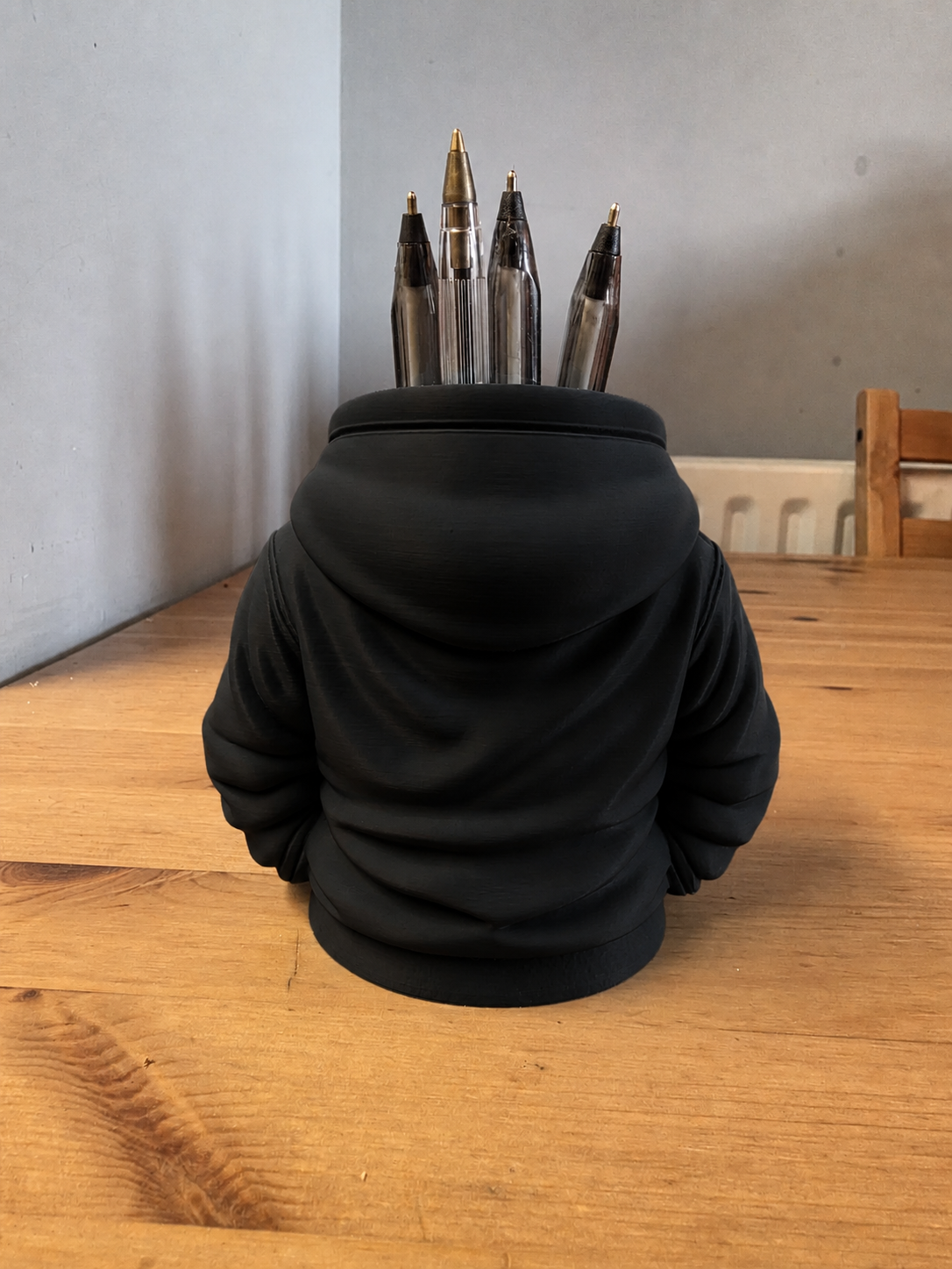 3D Baskı Kapüşonlu Sweatshirt Kalemlik - Masaüstü Organizer-Siyah