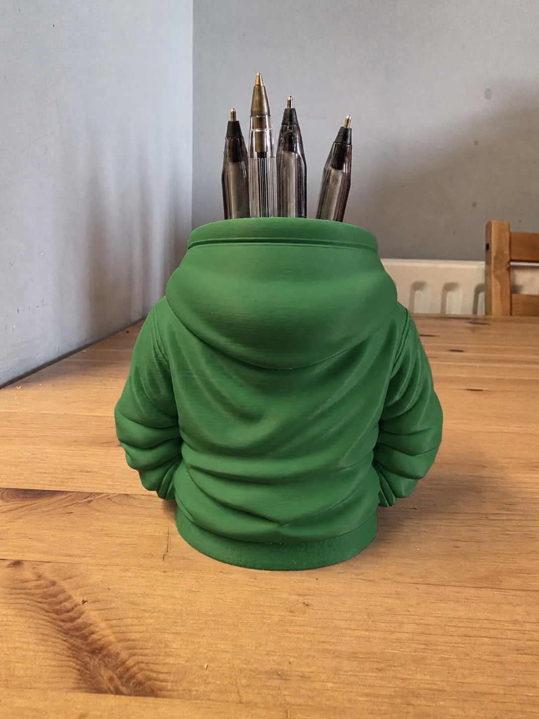 3D Baskı Kapüşonlu Sweatshirt Kalemlik - Masaüstü Organizer-Yeşil