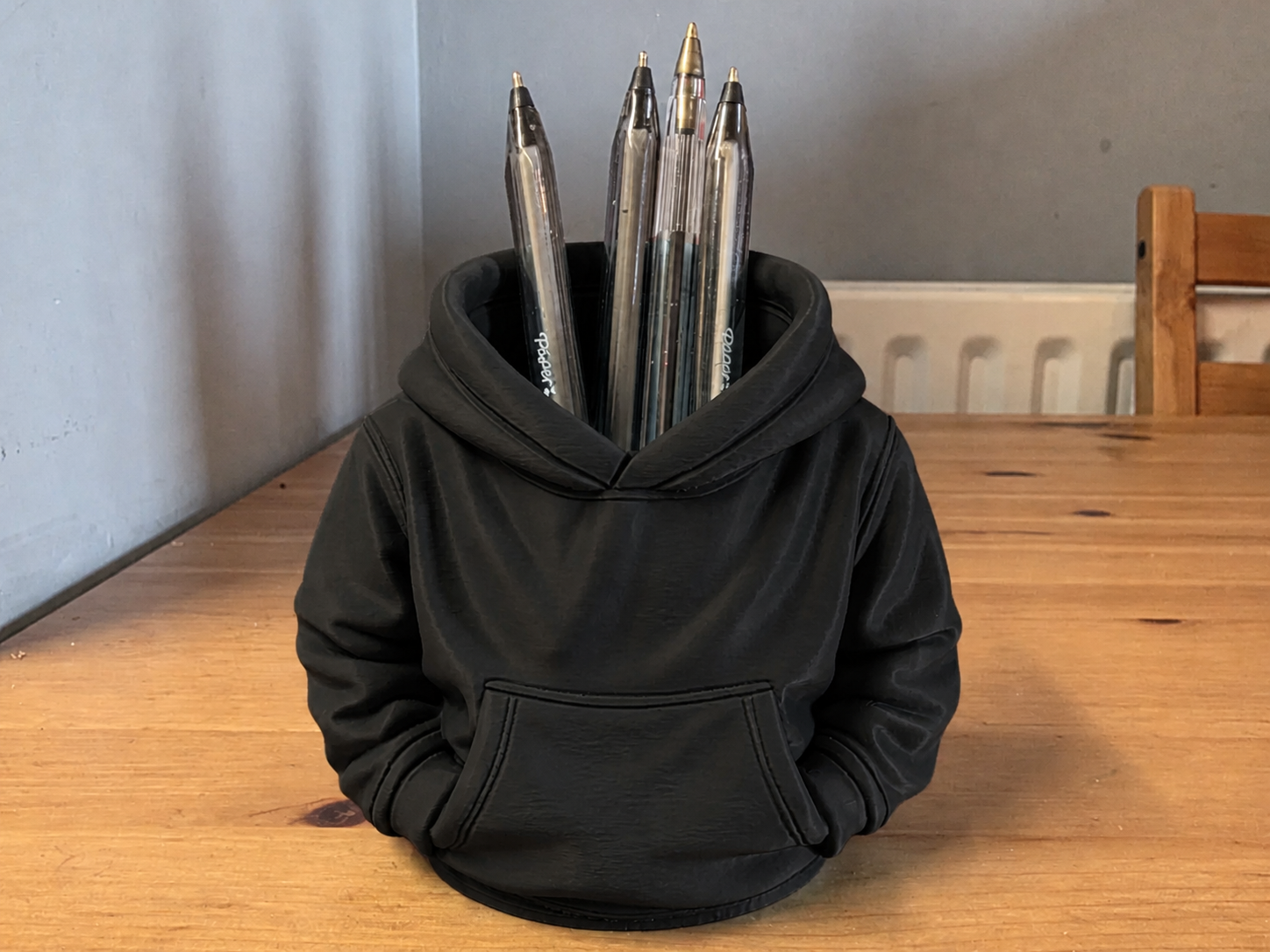 3D Baskı Kapüşonlu Sweatshirt Kalemlik - Masaüstü Organizer-Siyah
