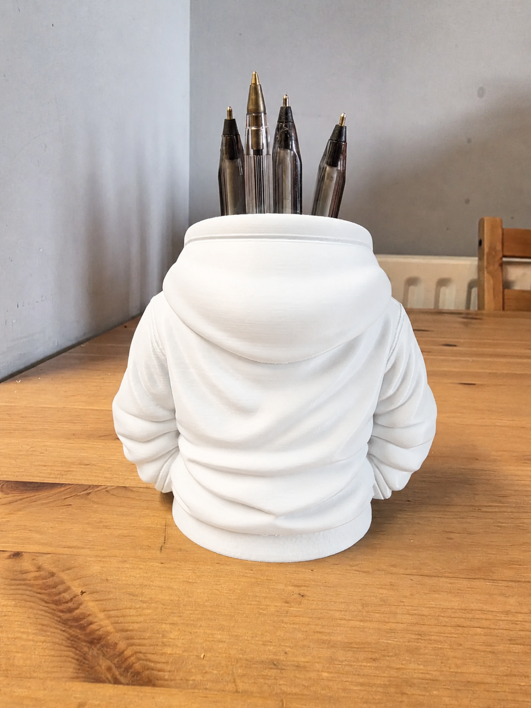 3D Baskı Kapüşonlu Sweatshirt Kalemlik - Masaüstü Organizer-Beyaz