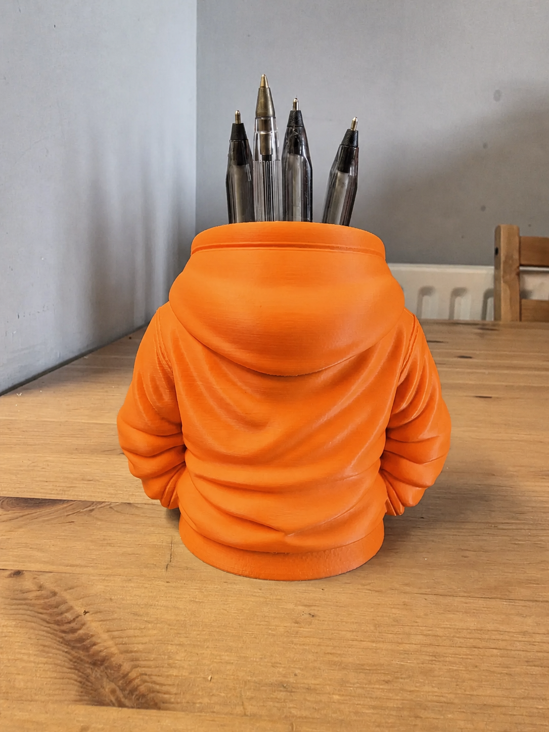 3D Baskı Kapüşonlu Sweatshirt Kalemlik - Masaüstü Organizer-Turuncu