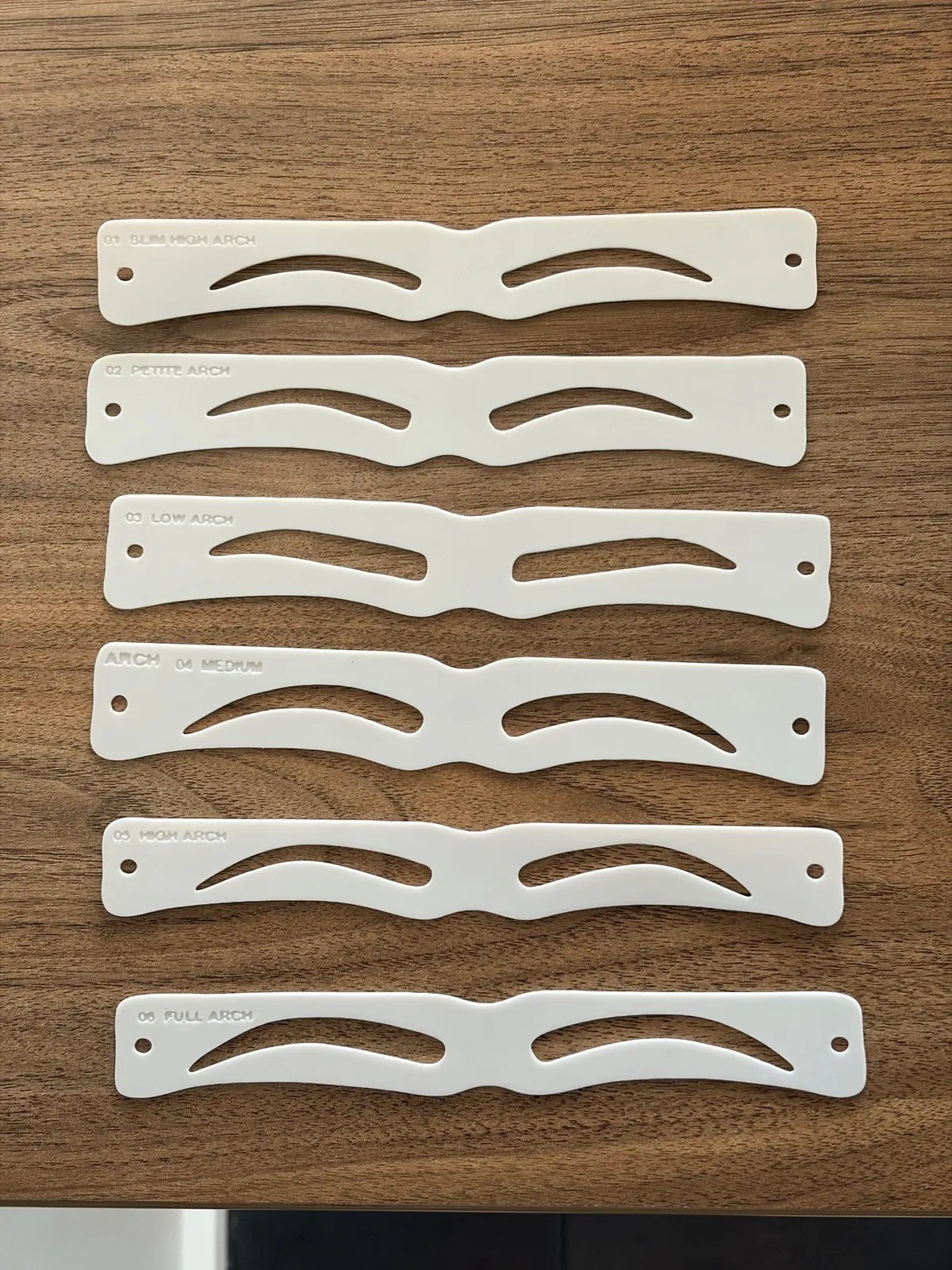 3D Baskı Kaş Şekillendirme Şablonu 6'lı Set Kaş Kalıbı Kaş Kavisi Şablonları Beyaz