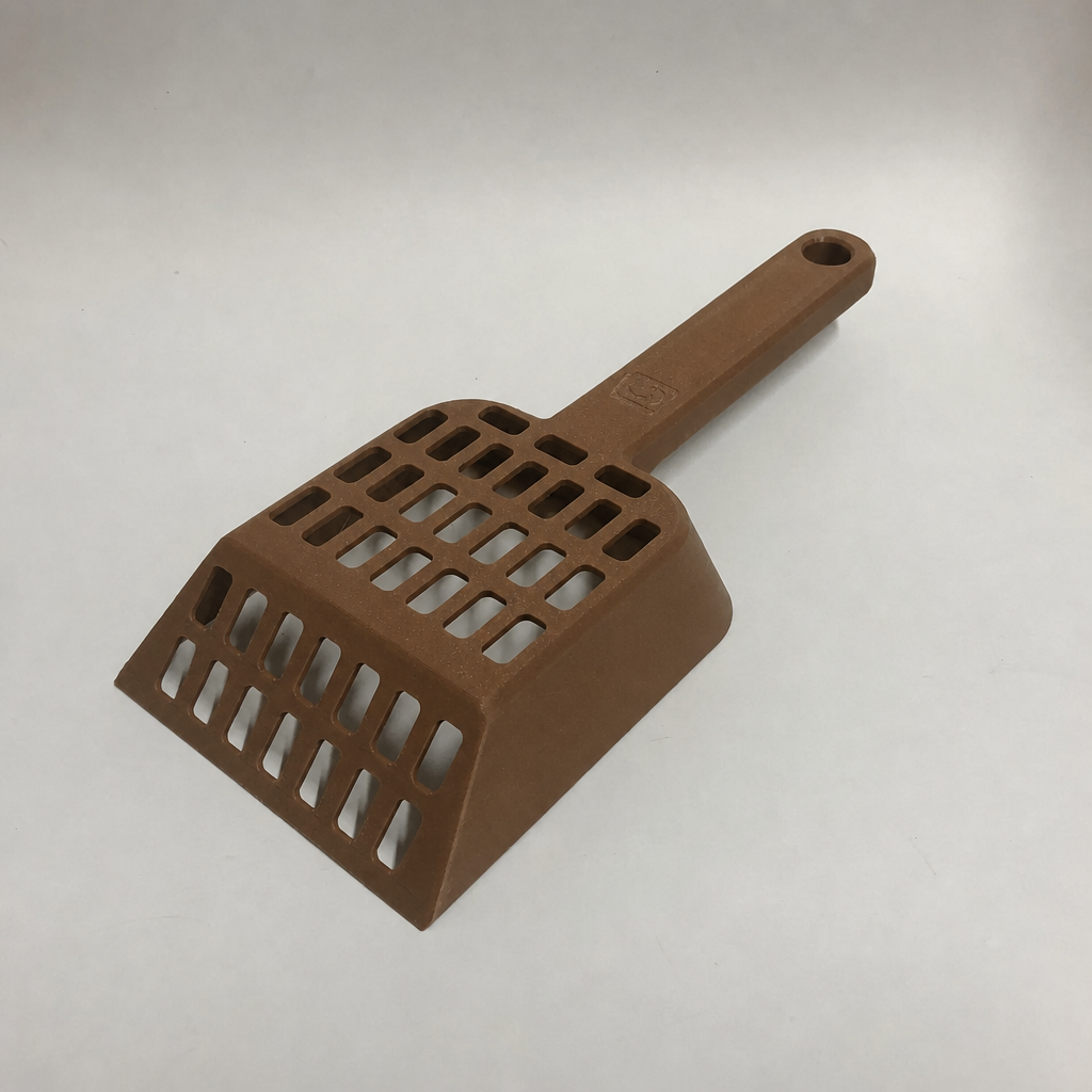 3D Baskı Kedi Kumu Küreği - Geniş Hazneli Eleme Küreği-Kahverengi