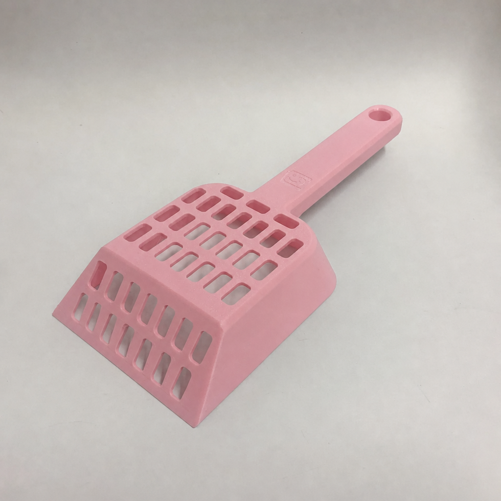 3D Baskı Kedi Kumu Küreği - Geniş Hazneli Eleme Küreği-Pembe