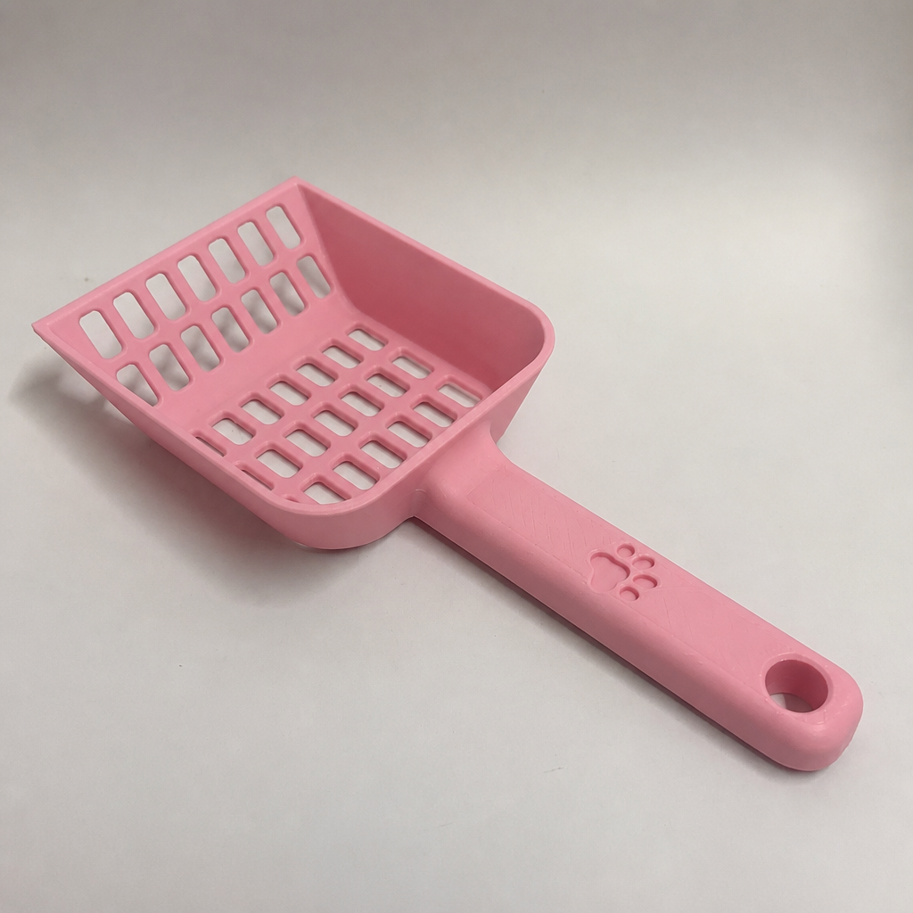 3D Baskı Kedi Kumu Küreği - Geniş Hazneli Eleme Küreği-Pembe