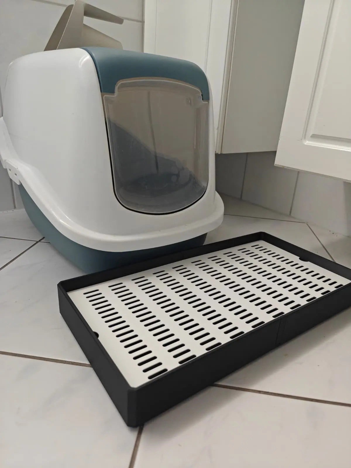 3D Baskı Kedi Kumu Tutucu Mat Kedi Tuvaleti Önü Kum Toplayıcı Delikli Paspas Siyah Beyaz