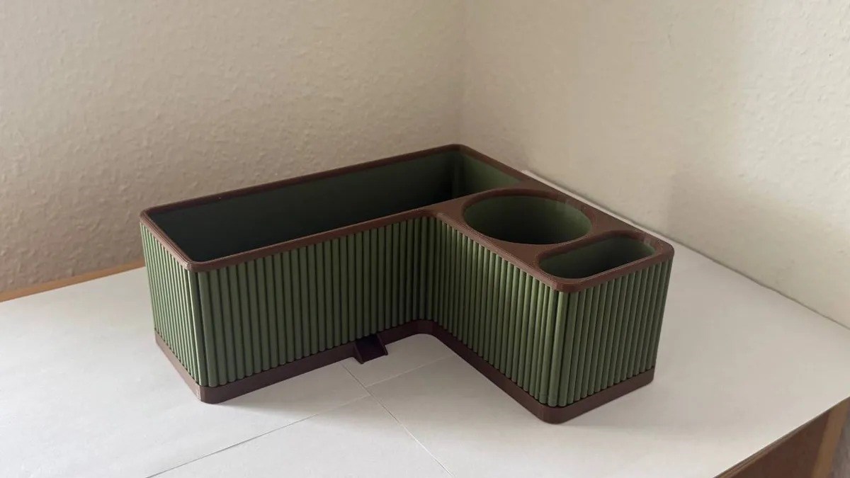 3D Baskı Köşe Banyo Organizeri Diş Fırçası ve Cilt Bakım Ürünü Tutucu Çizgili Modern Köşe Düzenleyici Yeşil