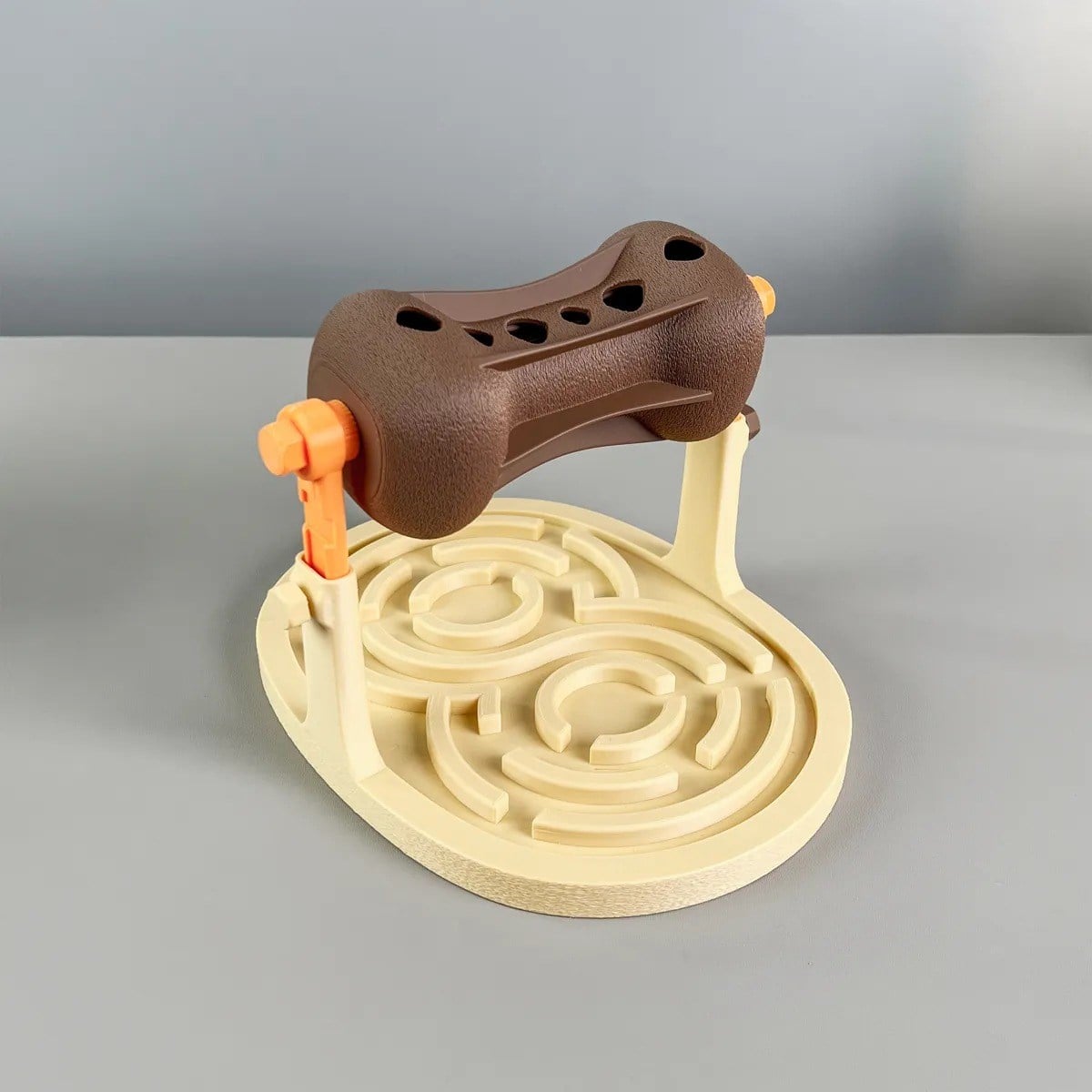 3D Baskı Labirentli Köpek ve Kedi Zeka Oyuncağı Dönen Ödül Silindirli Yavaş Yeme Aktivite - Kahverengi Krem
