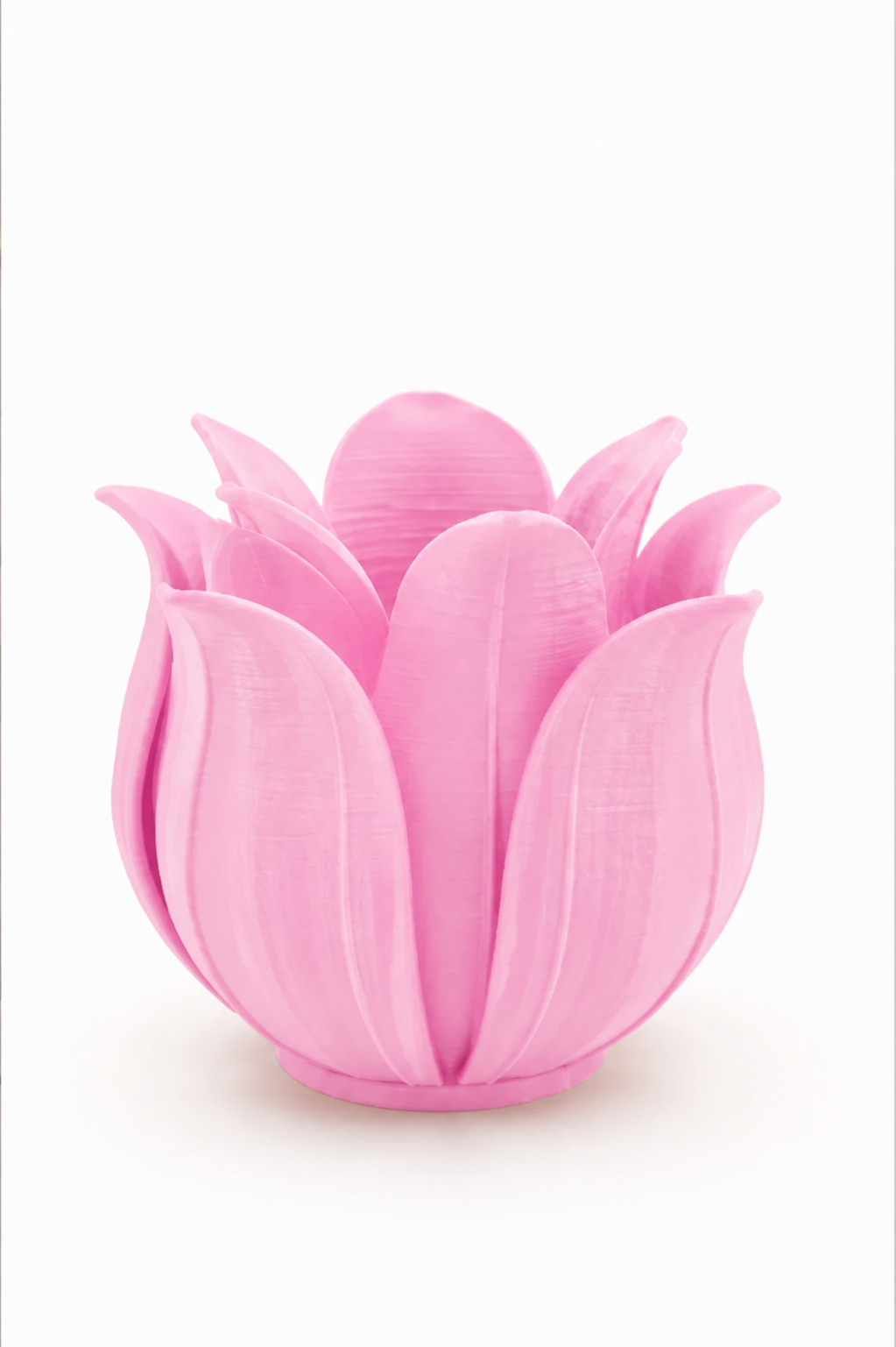 3D Baskı Lotus Yapraklı Vazo - Dekoratif Çiçeklik-Pembe